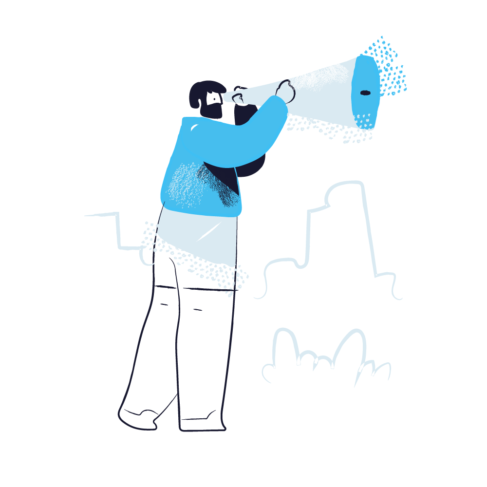 Illustration of a person looking through a spyglass